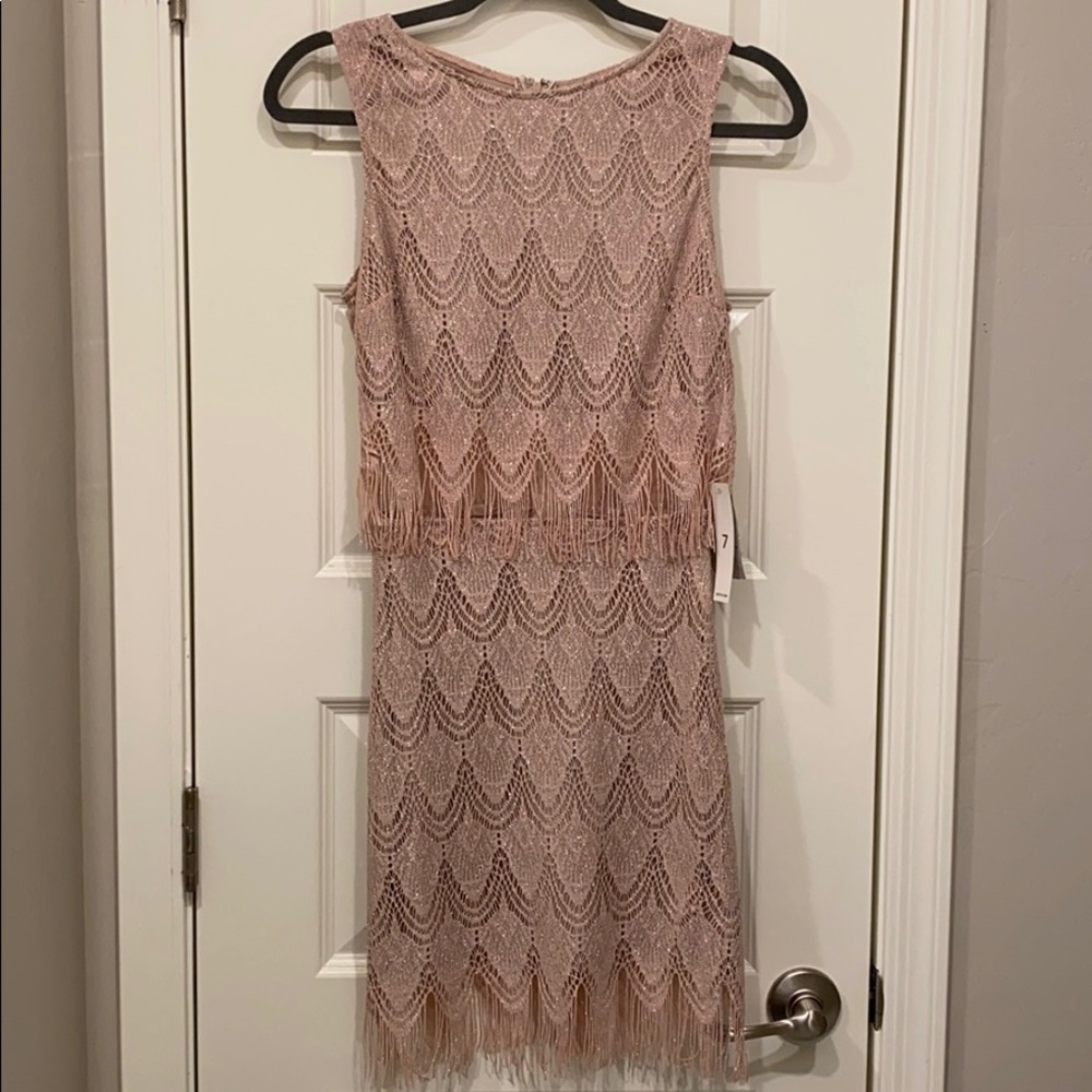 Nude Pink Fringe Dress